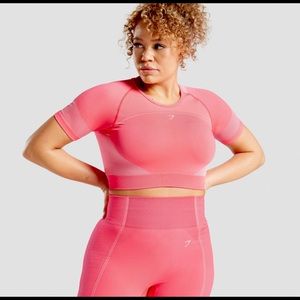 GYMSHARK Ultra Seamless Crop Top - Pink